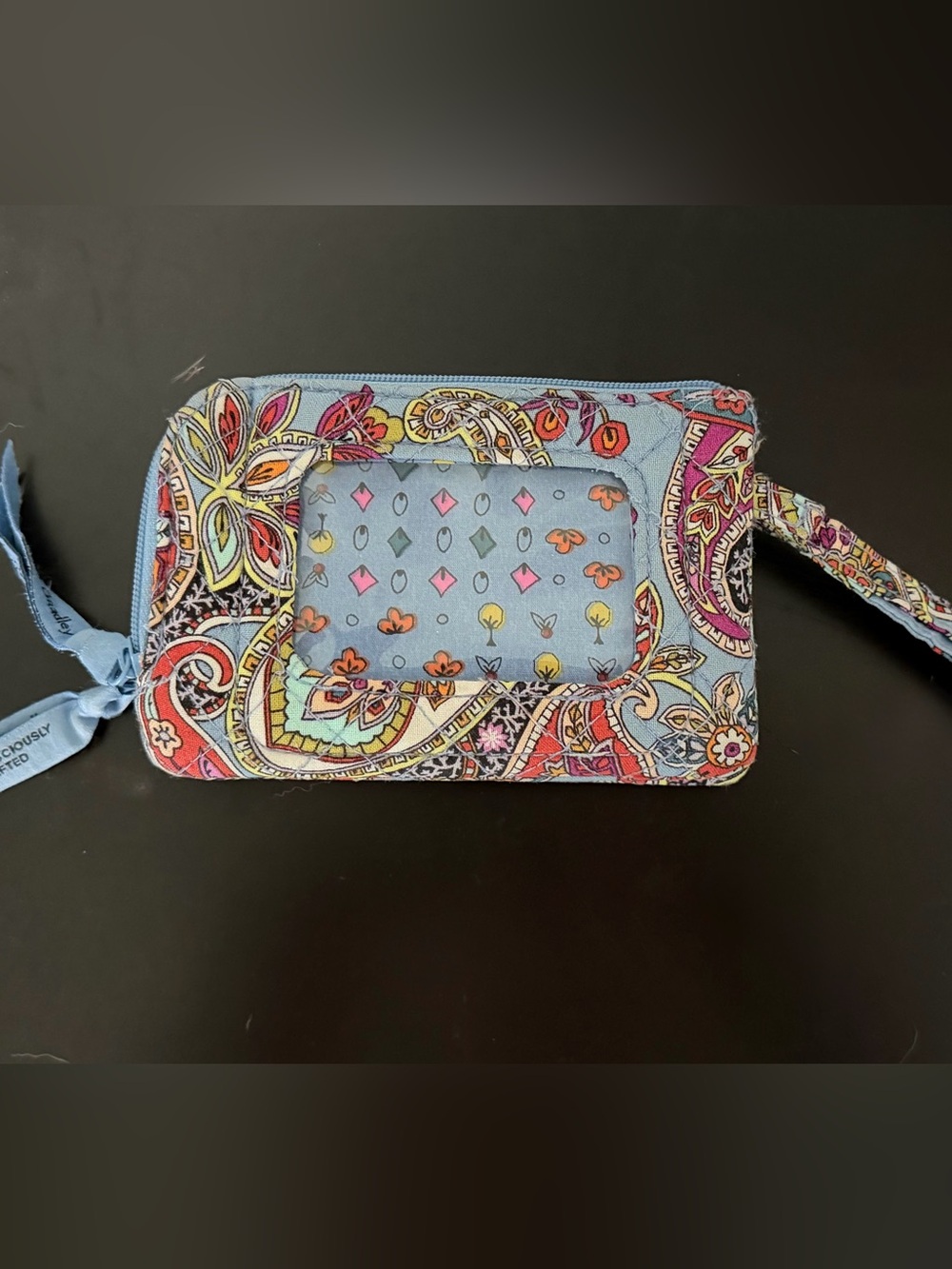 Vera Bradley Light Blue Paisley ID Wristlet